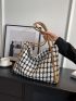 Plaid Pattern Shoulder Tote Bag