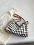 Plaid Pattern Shoulder Tote Bag