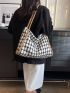 Plaid Pattern Shoulder Tote Bag