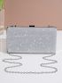 Rhinestone Decor Chain Box Bag