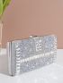 Rhinestone Decor Chain Box Bag