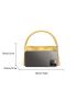 Genuine Leather Bow Decor Square Bag Top Handle Satchel Bag