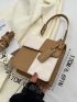 Mini Two Tone Shoulder Bag Geometric Embossed Square Bag With Bag Charm