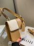 Mini Two Tone Shoulder Bag Geometric Embossed Square Bag With Bag Charm