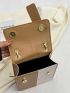 Mini Two Tone Shoulder Bag Geometric Embossed Square Bag With Bag Charm