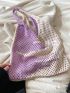 Two Tone Crochet Tote Bag For Vacation