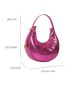 Mini Neon Pink Metallic Snakeskin Embossed Hobo Bag