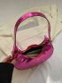 Mini Neon Pink Metallic Snakeskin Embossed Hobo Bag