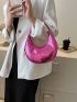 Mini Neon Pink Metallic Snakeskin Embossed Hobo Bag