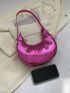 Mini Neon Pink Metallic Snakeskin Embossed Hobo Bag