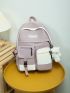 Two Tone Letter Patch Decor Classic Backpack With Bag Charm