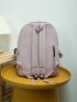 Two Tone Letter Patch Decor Classic Backpack With Bag Charm