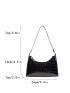 Crocodile Embossed Baguette Bag Black Zipper