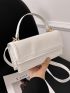 Mini Baguette Bag White Adjustable-strap Flap PU