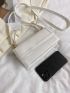 Mini Baguette Bag White Adjustable-strap Flap PU