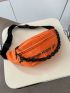 Neon Orange Letter Graphic Chain Decor Waist Bag