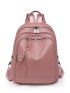 Studded Decor Zip Front Classic Backpack