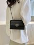 Mini Square Bag Black Chain Flap PU