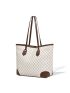 Geometric Pattern Contrast Binding Shoulder Tote Bag