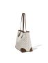 Geometric Pattern Contrast Binding Shoulder Tote Bag