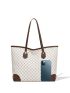 Geometric Pattern Contrast Binding Shoulder Tote Bag