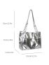 Metallic Shoulder Tote Bag Silver Funky Chain Strap