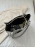 Metallic Shoulder Tote Bag Silver Funky Chain Strap