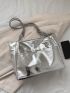 Metallic Shoulder Tote Bag Silver Funky Chain Strap