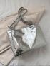 Metallic Shoulder Tote Bag Silver Funky Chain Strap