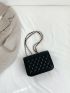 Mini Square Bag Fashionable Argyle Quilted Flap Chain PU