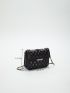 Mini Square Bag Fashionable Argyle Quilted Flap Chain PU