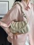 Faux Pearl Decor Shoulder Bag White Ruched Bag