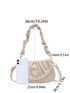 Faux Pearl Decor Shoulder Bag White Ruched Bag