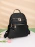 Minimalist Classic Backpack Zipper Front Fashion Backpack With Coin Purse