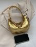 Crocodile Embossed Chain Hobo  Bag Funky Metallic