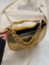 Crocodile Embossed Chain Hobo  Bag Funky Metallic