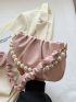 Minimalist Shoulder Bag Pearl Decor Ruched Bag