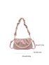 Minimalist Shoulder Bag Pearl Decor Ruched Bag