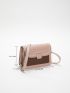 Mini Square Bag Fashionable Two Tone Flap PU