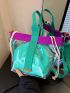 Colorblock Satchel Clear Square Bag With Drawstring Design