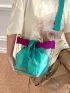 Colorblock Satchel Clear Square Bag With Drawstring Design