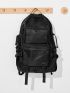 Letter Graphic Laptop Backpack Multi-Pocket Black For School