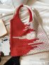 Two Tone Crochet Tote Bag For Vacation