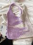 Two Tone Crochet Tote Bag For Vacation