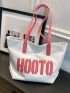 Letter Patch Decor Tote Bag Colorblock Bag