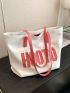 Letter Patch Decor Tote Bag Colorblock Bag