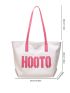 Letter Patch Decor Tote Bag Colorblock Bag