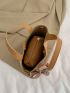 Twilly Scarf Decor Satchel Bag Plain Bucket Bag With Inner Pouch