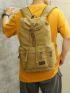 Patch Decor Functional Backpack Minimalist Flap Backpack Camping Bag