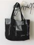 Unisex Colorblock Shopper Bag Casual Tote Bag